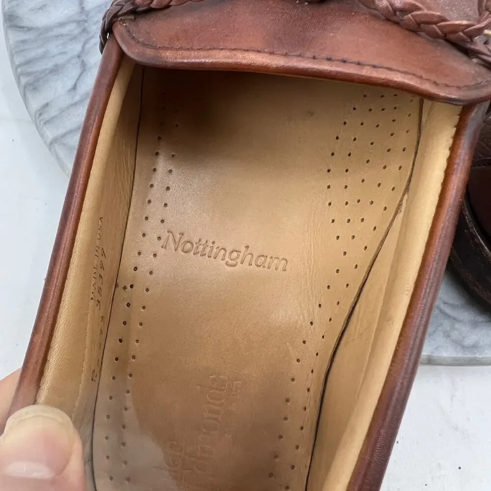 Allen Edmonds Mens 9 Loafers Brown Leather Nottingham Flap Slip On Shoes